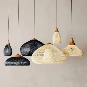 Southeast Asian Handmade Knit Bamboo and Rattan Lamp Lights Hight Quality Dining Room Kitchen Light Fixtures Loft Luminaries