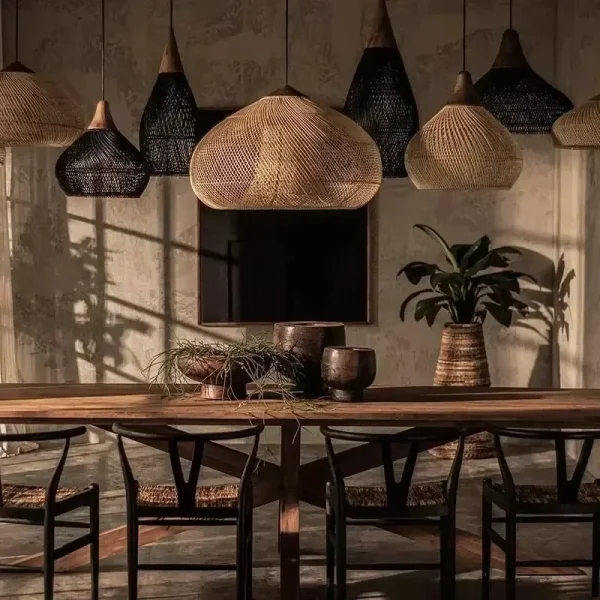 Southeast Asian Handmade Knit Bamboo and Rattan Lamp Lights Hight Quality Dining Room Kitchen Light Fixtures Loft Luminaries - Image 5