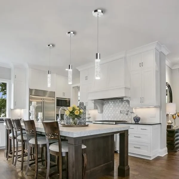 Pendant Lights Kitchen Island, 6500K Modern Kitchen Island Lights Ceiling Lighting Fixtures with Crystal Bubble, Integrated LED - Image 2