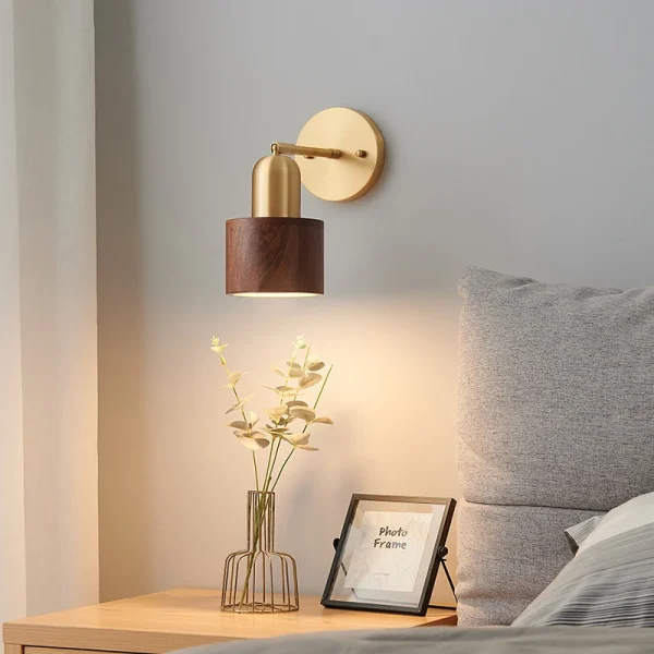 Modern Retro Walnut Wood Bedside Lamps Dining Living Room Bedroom Vintage Pendant Light Wall Lamp Indoor Decoration Lighting E27 - Image 4