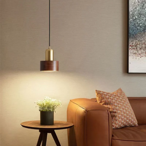 Modern Retro Walnut Wood Bedside Lamps Dining Living Room Bedroom Vintage Pendant Light Wall Lamp Indoor Decoration Lighting E27 - Image 3