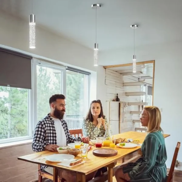 Pendant Lights Kitchen Island, 6500K Modern Kitchen Island Lights Ceiling Lighting Fixtures with Crystal Bubble, Integrated LED - Image 4