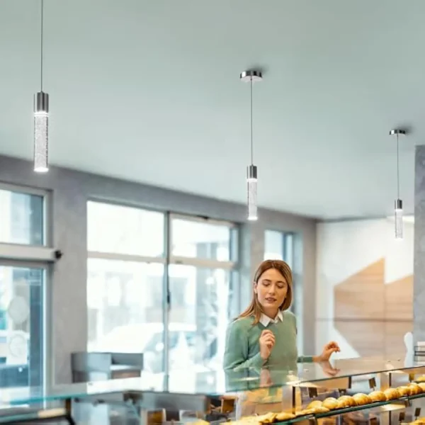 Pendant Lights Kitchen Island, 6500K Modern Kitchen Island Lights Ceiling Lighting Fixtures with Crystal Bubble, Integrated LED - Image 5